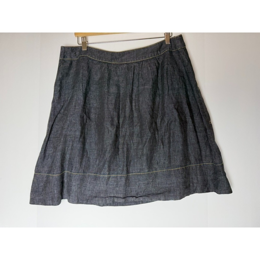 Eileen Fisher Skirt‎ Womens Large Black Denim A-Line Lagenlook Prairie Boho Midi